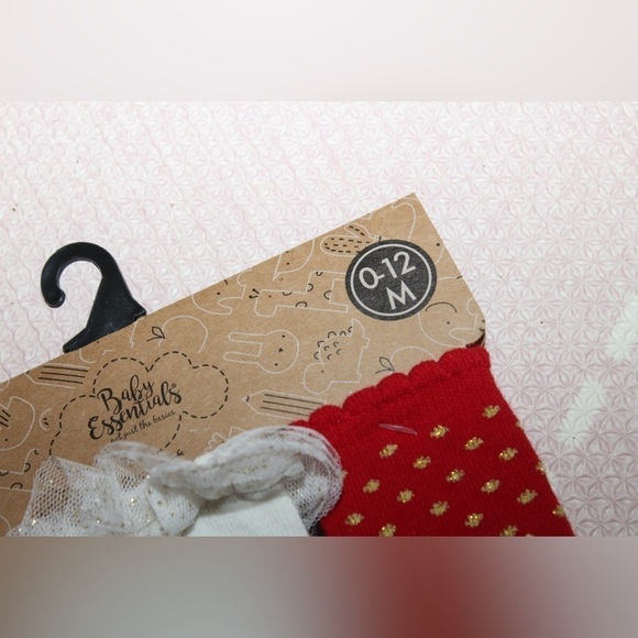 Baby Essentials Baby Girl Holiday Socks 3 Pack 0-12 Months Brand New - Picture 2 of 3